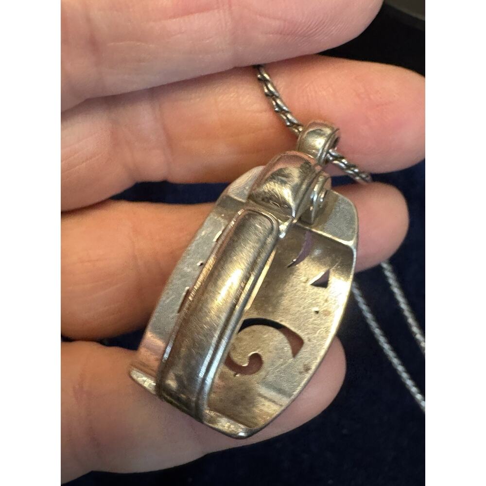 Brighton Silver Plated Scroll Enhancer Pendant Necklace 30” Crystal Accent - Picture 4 of 5